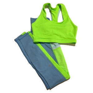 Fabletics- Green and Blue Powerhold Leggings Set